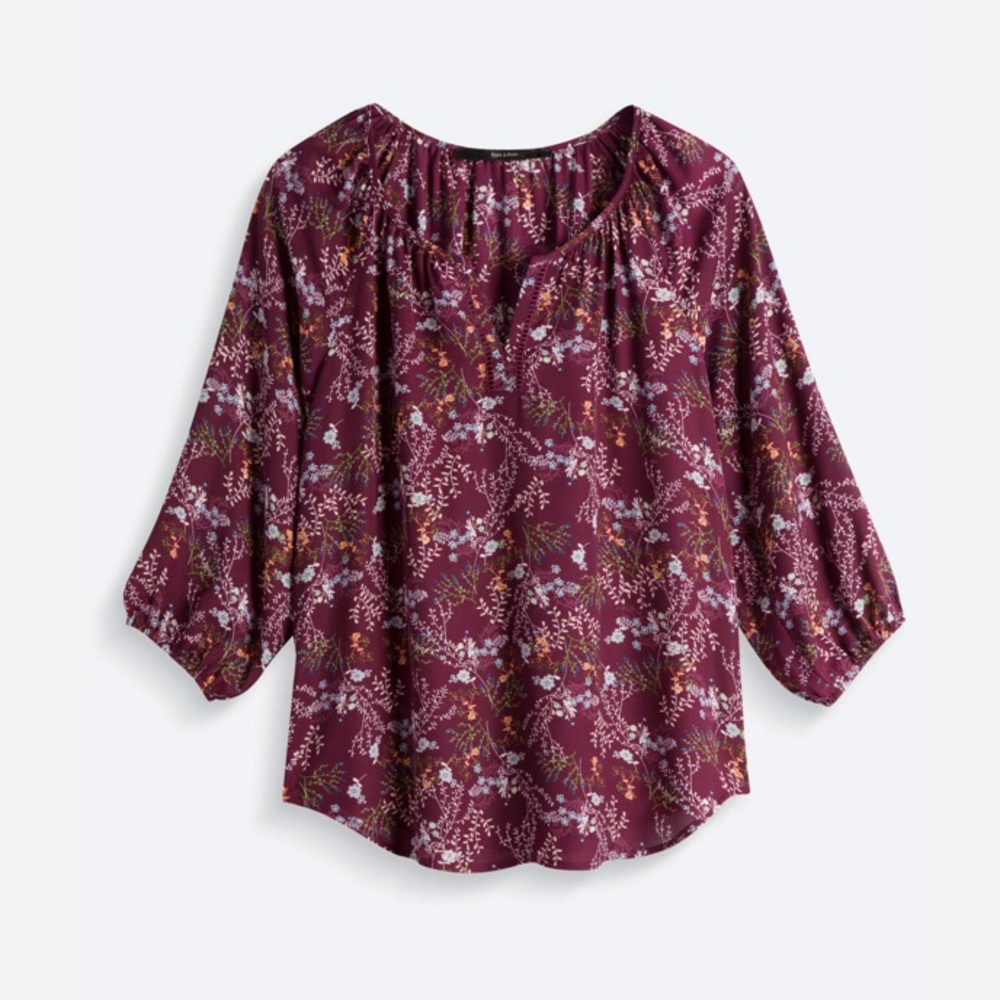 Burgundy Floral Blouse